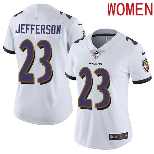 2019 Women Baltimore Ravens 23 Jefferson white Nike Vapor Untouchable Limited NFL Jersey